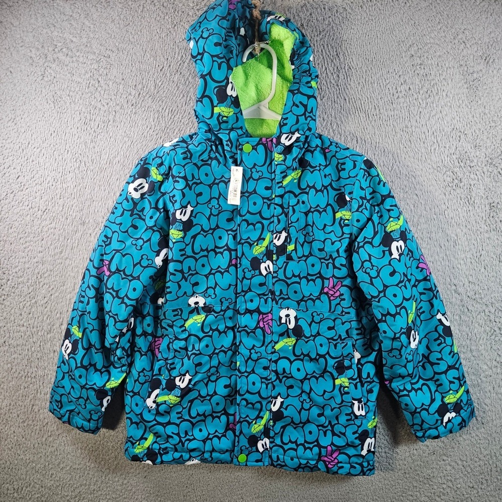 NEW‎ Disney Mickey Mouse Kids Blue Puffer Winter Jacket Hooded Size M 8 Years